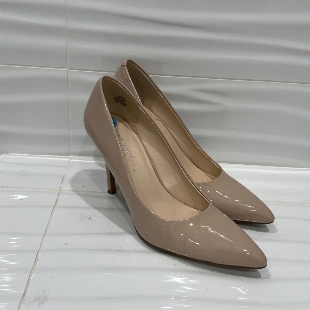 Beige Patent Leather Nine West Heels